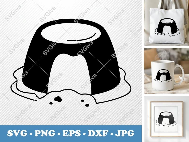 Flan Partially Eaten SVG | Puffy Soft Shapes PNG DXF EPS | Cricut Silhouette Cut File