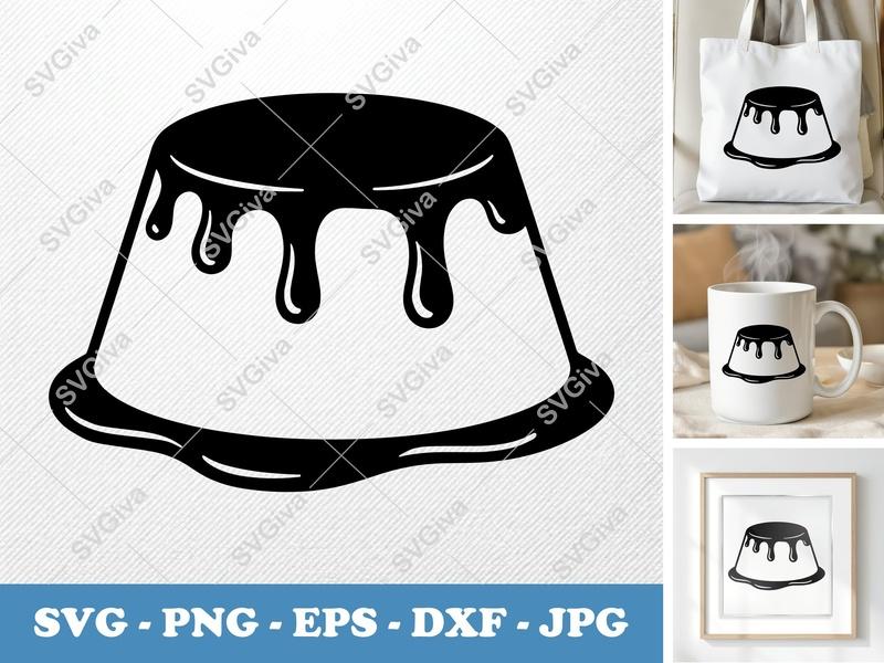 Flan SVG, Modern Clean Pudding Design, Dessert Clipart, PNG EPS DXF | Cricut Silhouette Cut File