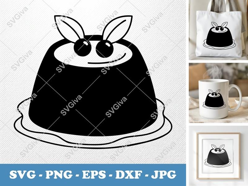 Flan with Garnish SVG | Puffy, Pillow-Soft Dessert Cut File | PNG DXF EPS | Cricut Silhouette Kitchen