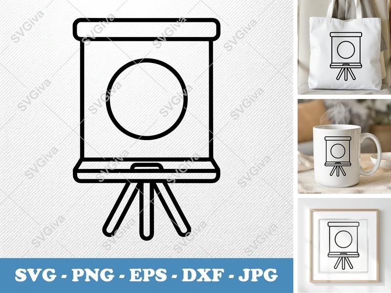 Flip Chart SVG, Modern Icon, Whiteboard Stand, Presentation Board, Desk Stationery | PNG EPS DXF for Cricut, Silhouette