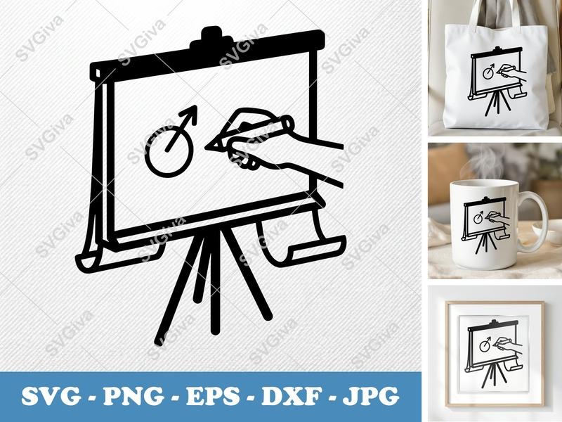 Flip Chart SVG | Modern Presentation Board, Hand Drawing Icon | PNG EPS DXF for Cricut, Silhouette