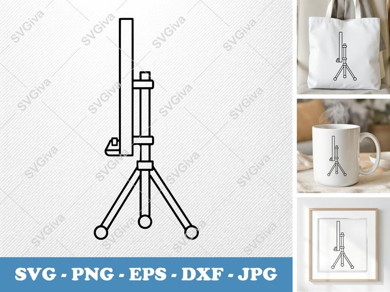Flip Chart SVG, Modern Tripod Stand Design, Whiteboard Outline | PNG EPS DXF for Cricut & Silhouette