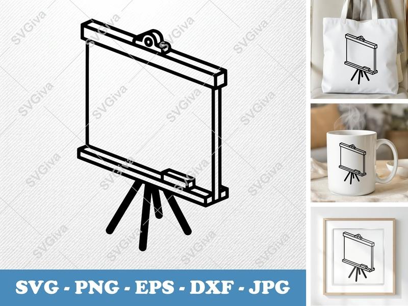 Flip Chart SVG, Modern Whiteboard Clip Art, Presentation Board Icon | PNG EPS DXF for Cricut, Silhouette