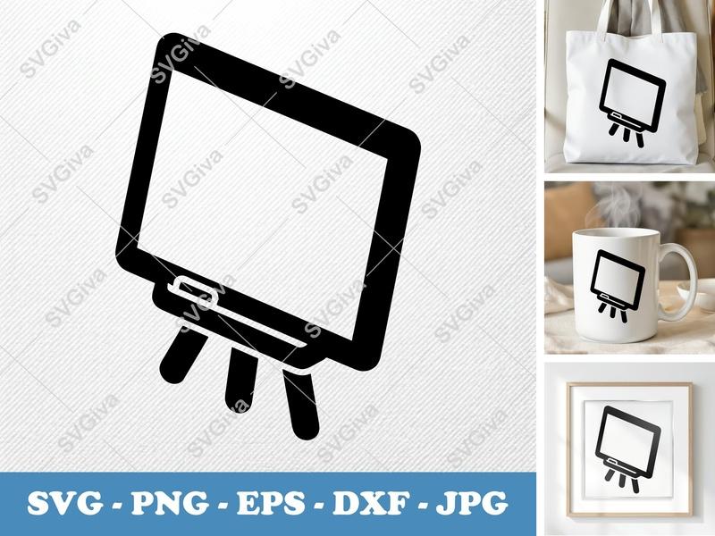 Flip Chart SVG | Modern Whiteboard Icon, Easel Stand | PNG EPS DXF for Cricut, Silhouette, Classroom, Presentation