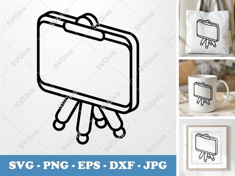 Flip Chart SVG | Modern Whiteboard Icon, Easel Stand | PNG EPS DXF for Cricut, Silhouette, Teacher, Business