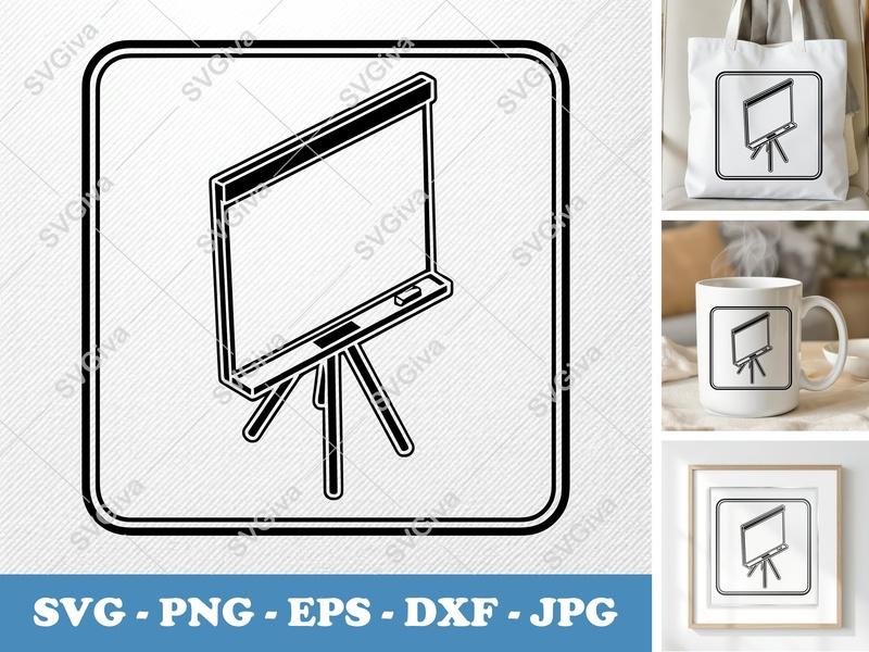 Flip Chart SVG | Modern Whiteboard Icon, Presentation Art, EPS, DXF, PNG for Cricut & Silhouette