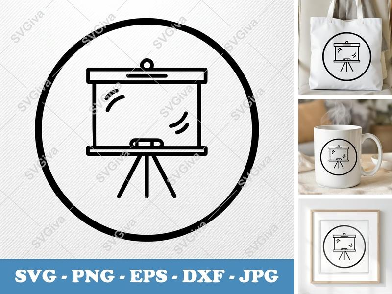 Flip Chart SVG, Modern Whiteboard Icon, Presentation Board PNG EPS DXF for Cricut & Silhouette