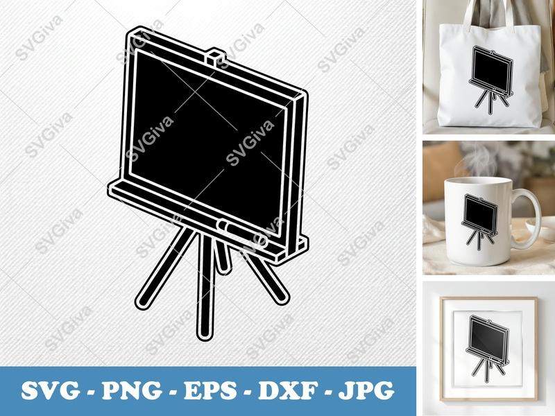 Flip Chart SVG | Modern Whiteboard Presentation Stand | PNG EPS DXF for Cricut & Silhouette, School, Work, Meeting Icon