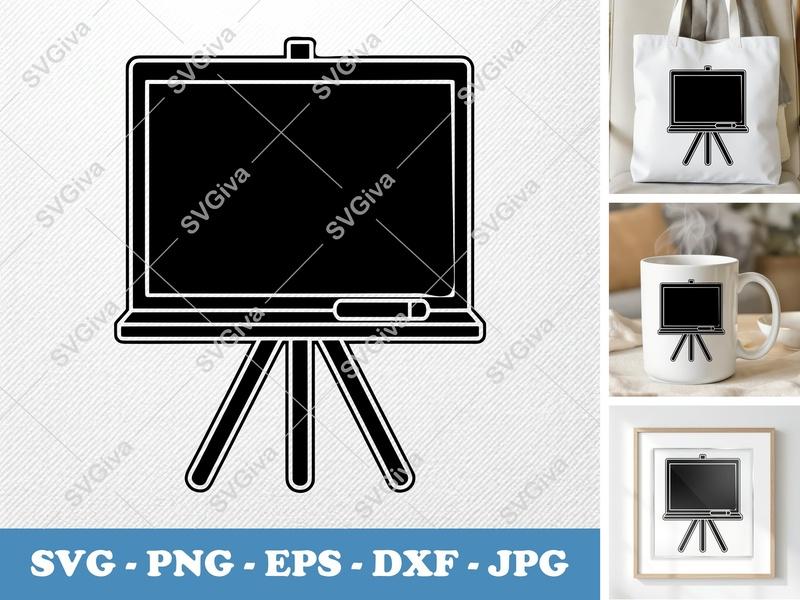 Flip Chart SVG | Modern Whiteboard Stand, Chalkboard, Easel PNG EPS DXF | Cricut Silhouette Cut File