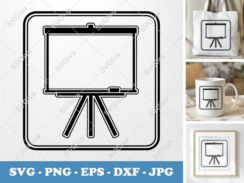 Flip Chart SVG, Modern Whiteboard Stand, Presentation Board PNG EPS DXF for Cricut & Silhouette