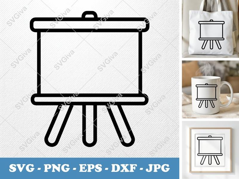 Flip Chart SVG, Modern Whiteboard Stand, Presentation Board, PNG EPS DXF for Cricut & Silhouette