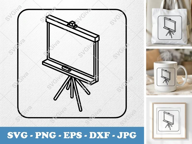 Flip Chart SVG, Modern Whiteboard Stand, Presentation Board PNG EPS DXF for Cricut, Silhouette, Teacher, Business