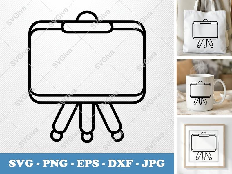 Flip Chart SVG, Modern Whiteboard Stand, Presentation Icon PNG EPS DXF for Cricut & Silhouette