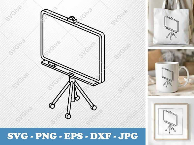 Flip Chart SVG | Modern Whiteboard Stand, Projector Screen, Meeting | PNG EPS DXF for Cricut Silhouette