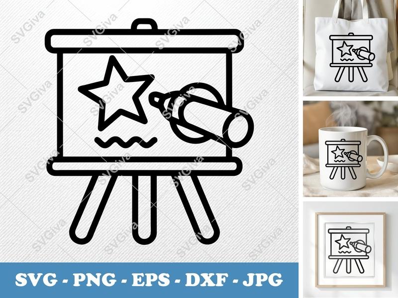 Flip Chart SVG, Whiteboard Marker Star Design | PNG EPS DXF | Cricut Silhouette Cut File