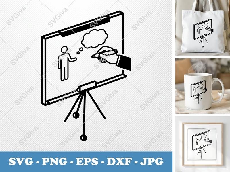 Flip Chart SVG | Whiteboard Presentation Sketch | PNG EPS DXF | Cricut Silhouette Cut File