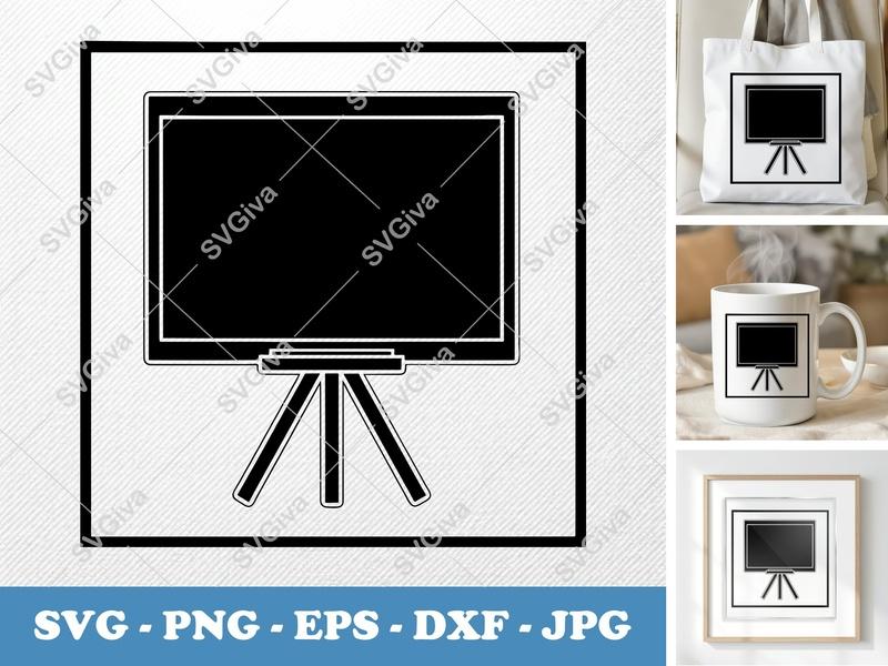 Flip Chart SVG | Whiteboard Stand Cut File | Modern Presentation Board | PNG EPS DXF for Cricut & Silhouette