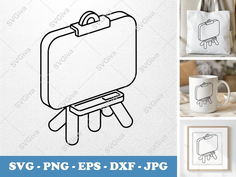 Flip Chart SVG | Whiteboard Stand, Modern Presentation Board Clip Art, PNG EPS DXF for Cricut, Silhouette