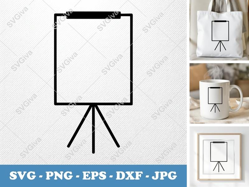Flip Chart SVG | Whiteboard Stand, Presentation Board, Modern Office Decor | PNG EPS DXF for Cricut Silhouette