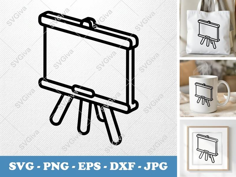 Flip Chart SVG | Whiteboard Stand, Presentation Board, Projector Screen | PNG EPS DXF for Cricut Silhouette