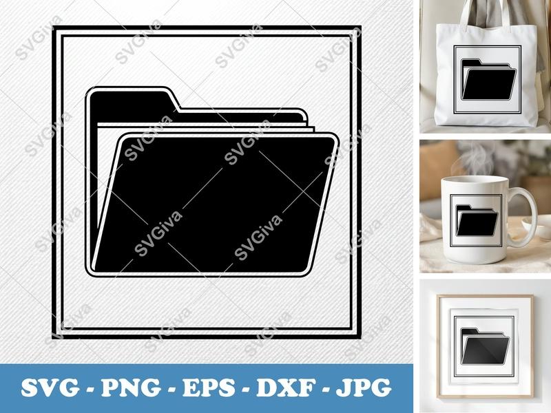 Folder classic svg icon | Black Folder File Clipart | Solid Fill Vector | SVG, PNG, EPS, DXF for Cricut & Silhouette