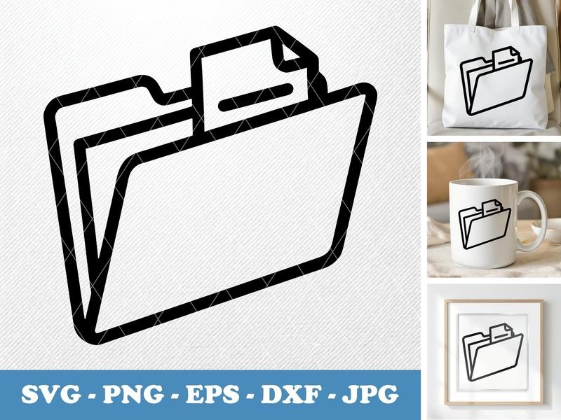 Folder in active use SVG | Document Icon, Paper File Clipart, Bold Outline PNG EPS DXF for Cricut, Silhouette