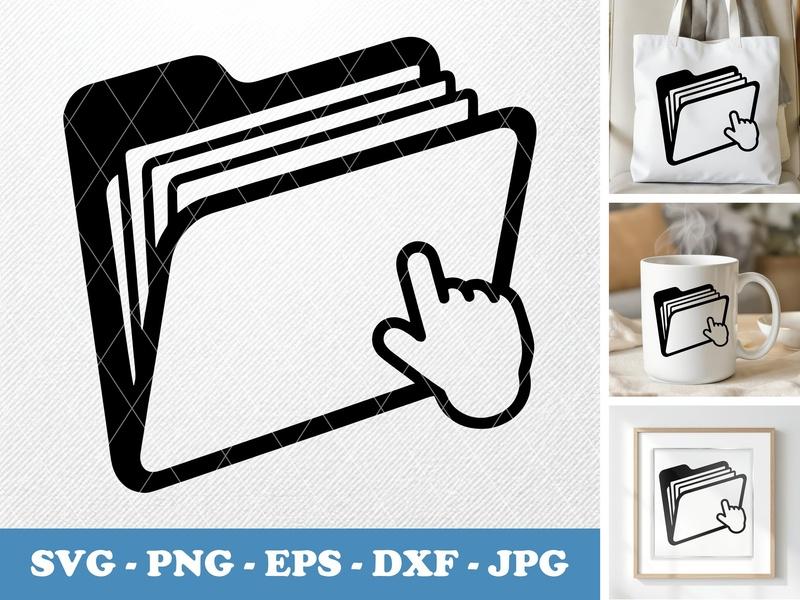 Folder in active use SVG | Puffy File Icon with Cursor | PNG EPS DXF for Cricut, Silhouette, Digital Download