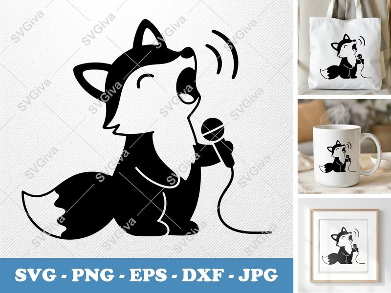 Fox Singing SVG | Puffy Soft Forms PNG DXF EPS | Cricut Silhouette File