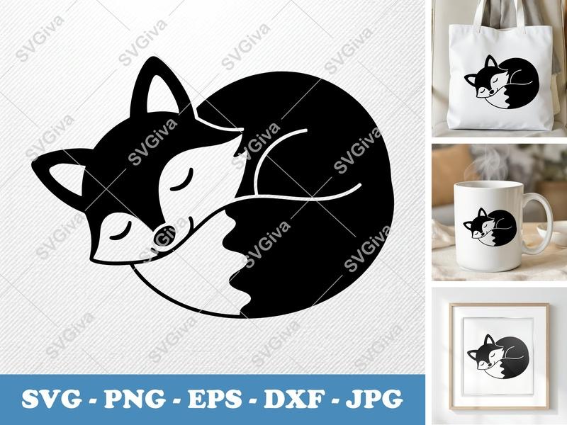 Fox Sleeping SVG | Puffy Pillow Soft Design | PNG DXF EPS | Cricut Silhouette File