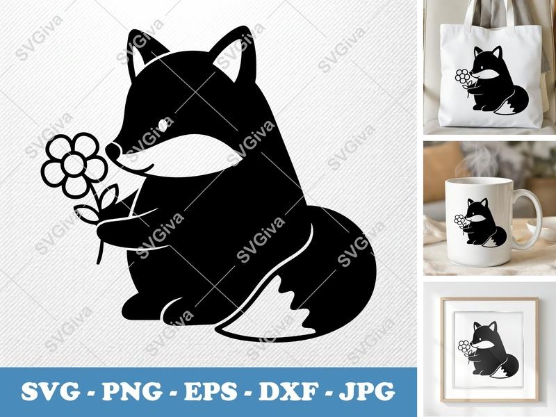 Fox SVG | Cute Floral Fox Cut File | Modern Animal Vector for Cricut & Silhouette | PNG EPS DXF included