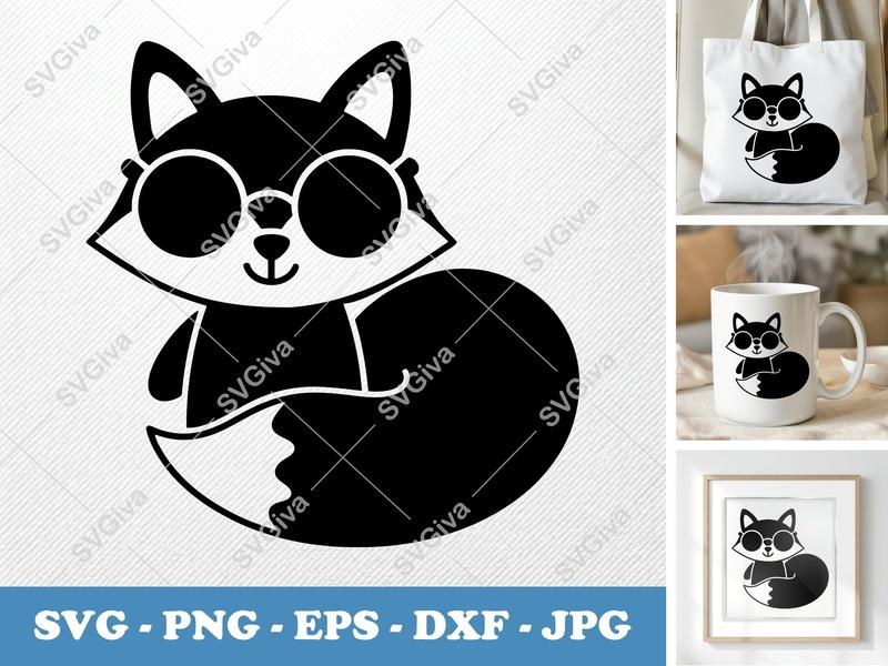 Fox SVG with Glasses | Modern Clean Design | PNG, EPS, DXF | Cricut & Silhouette Cut File