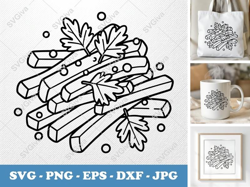 French Fries SVG | Modern Clean Design with Parsley | PNG EPS DXF for Cricut Silhouette | Fast Food Cut File