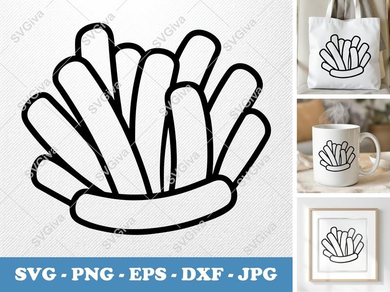 French Fries SVG | Puffy Pillow Soft Design | PNG DXF EPS Cut File for Cricut Silhouette