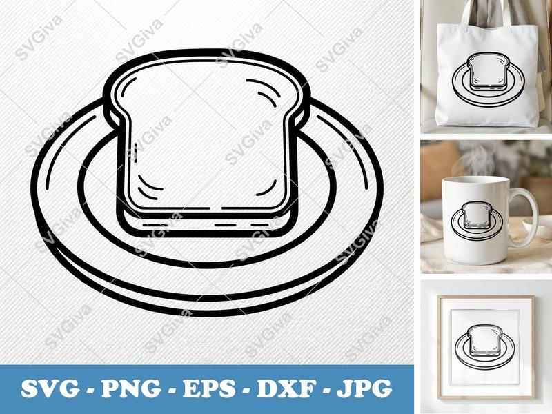 French Toast Breakfast Plate Cut File | SVG PNG DXF EPS for Cricut & Silhouette Crafting