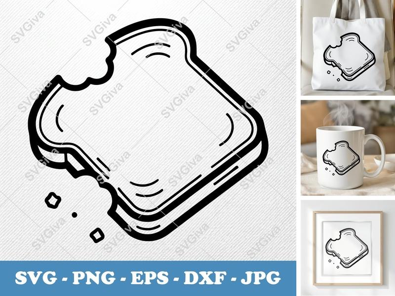 French Toast Partially Eaten SVG PNG DXF EPS | Breakfast Food Cut File Cricut Silhouette