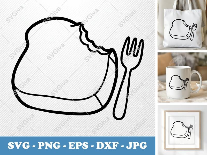 French Toast Partially Eaten SVG PNG DXF EPS | Breakfast Food Cut File for Cricut Silhouette