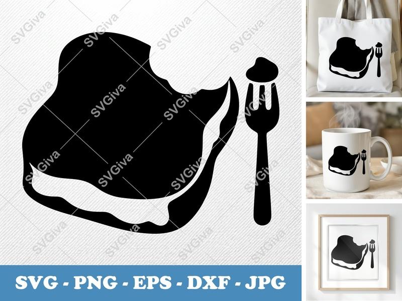 French Toast Partially Eaten SVG | Puffy Soft Shapes PNG DXF EPS | Cricut Silhouette Cut File