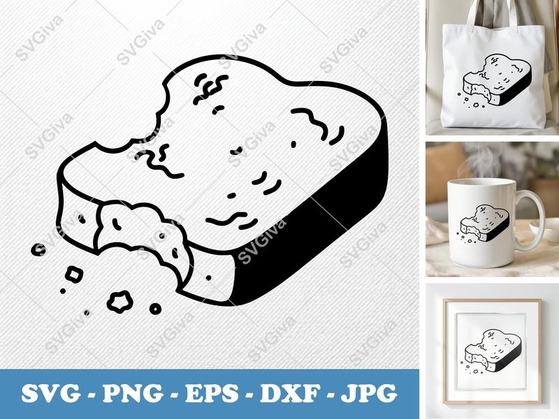 French Toast SVG, Bitten Breakfast Food Vector, Modern Line Art PNG EPS DXF for Cricut | Silhouette Cutting File