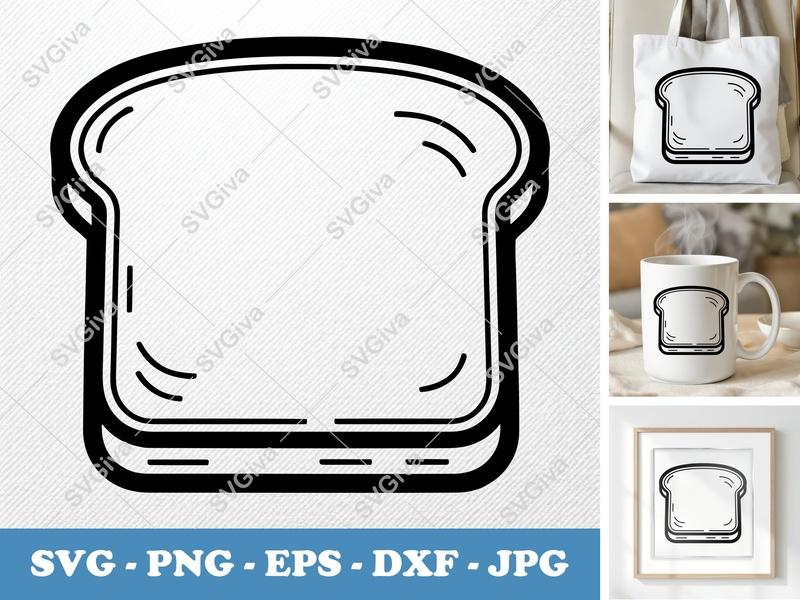 French Toast SVG | Bread Slice Cut File PNG DXF EPS Cricut Silhouette Kitchen Food