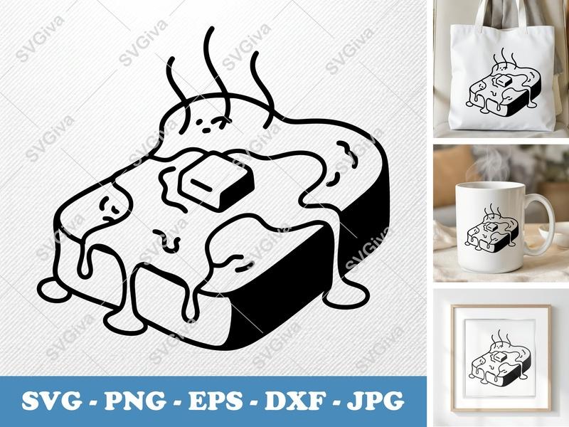 French Toast SVG | Modern Breakfast Cut File with Butter & Syrup | PNG EPS DXF for Cricut & Silhouette | Food Clipart Vector