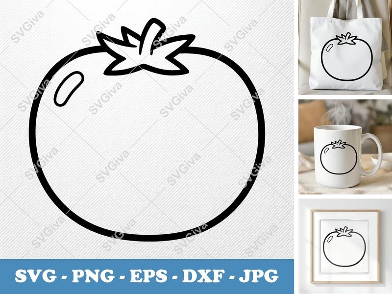 Fresh Tomato SVG | Rounded Friendly Bean-Shaped Cut File | PNG DXF EPS for Cricut Silhouette