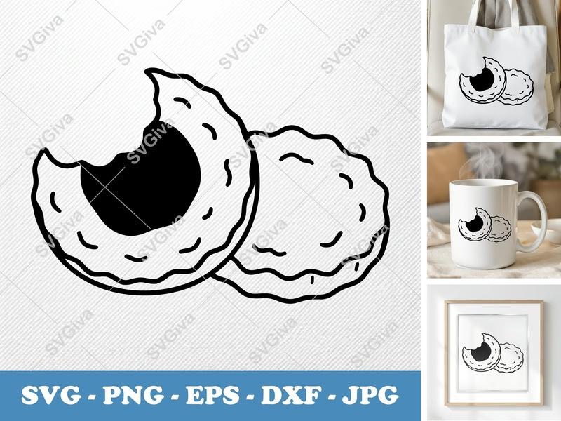 Fried Pickles SVG | Bitten, Modern Outline Design | PNG EPS DXF | Cricut Silhouette Cut File | Food
