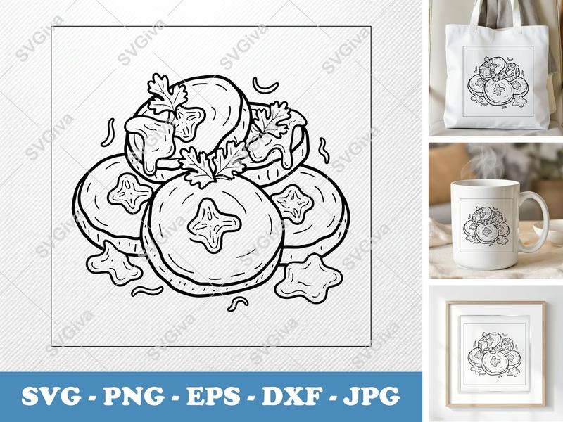 Fried Pickles SVG | Modern Food Graphic, Dill Pickle Slices, Appetizer Design | PNG EPS DXF for Cricut Silhouette