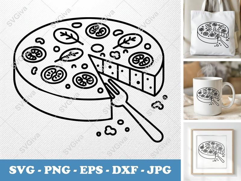 Frittata Partially Eaten SVG | Friendly Bean-Shaped Cut File | PNG DXF EPS | Cricut Silhouette Kitchen