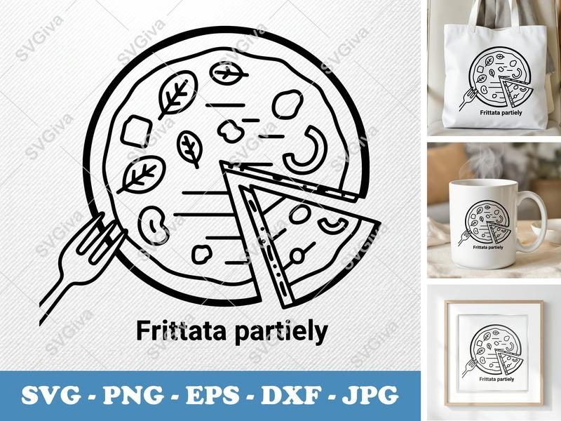 Frittata Partially Eaten SVG | Simple Character Design Cut File | PNG DXF EPS for Cricut Silhouette
