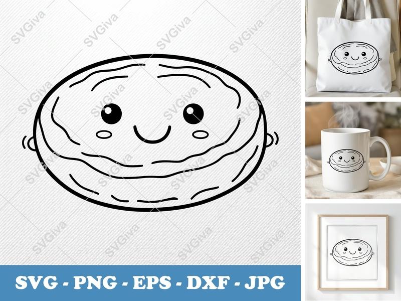 Frittata SVG | Cute Cartoon Breakfast Food Design | PNG EPS DXF for Cricut & Silhouette | Kitchen Meal Graphic
