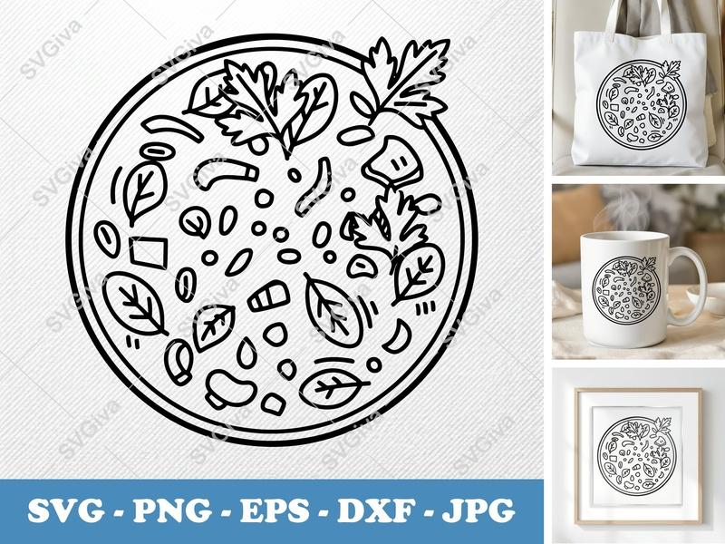 Frittata SVG | Modern Clean Design | Food Clipart, Kitchen Decor | PNG EPS DXF for Cricut Silhouette
