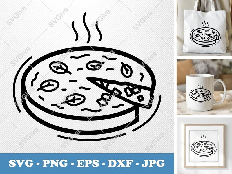 Frittata SVG | Modern Kitchen Food Line Art | Cut File for Cricut, Silhouette | PNG, EPS, DXF Included | Recipe Clipart