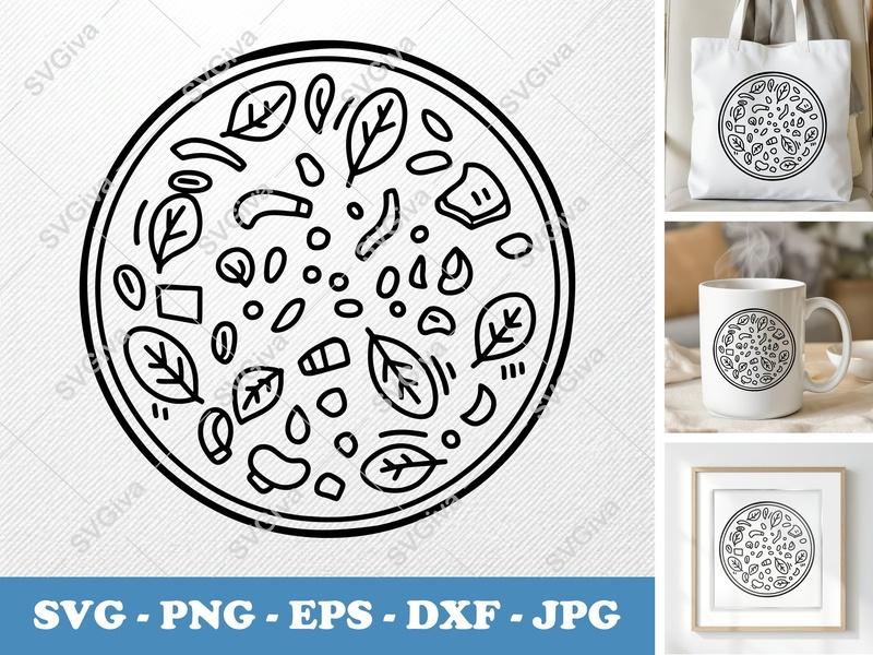 Frittata SVG | Modern Omelet Design with Spinach & Veggies | PNG EPS DXF for Cricut & Silhouette