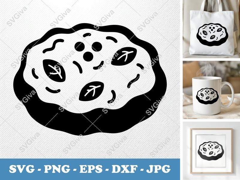 Frittata with Garnish SVG | Soft Puffy Forms, Pillow-Soft Shapes | PNG DXF EPS | Cricut Silhouette Kitchen Cut File
